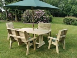 Churnet Valley Ergo 6 Seat Table Set - 2 X Chairs & 2 X Benches -Wolf Garden Sales Store 46798 2536