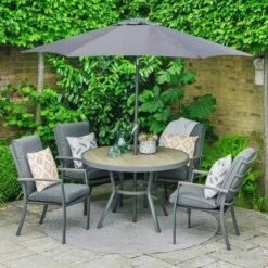 LG Outdoor Monza 4 Seat Set With High Back Armchairs And Parasol -Wolf Garden Sales Store 51129 30459