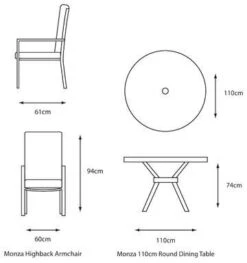 LG Outdoor Monza 4 Seat Set With High Back Armchairs And Parasol -Wolf Garden Sales Store 51129 30460