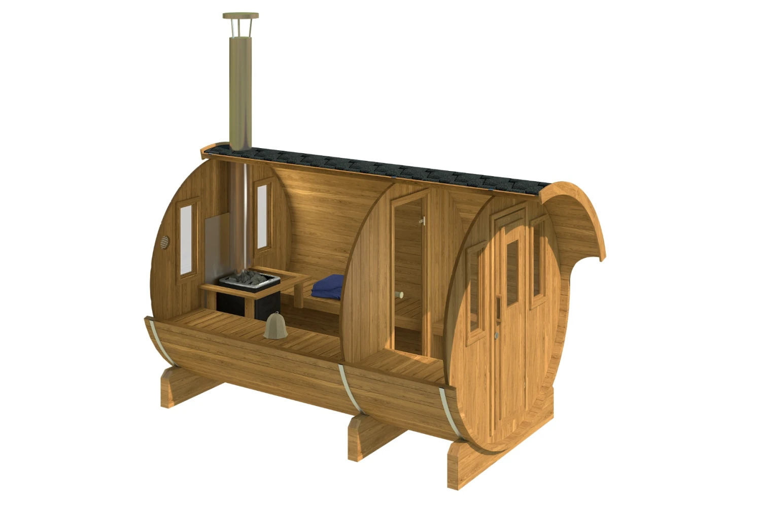 Gardenhouse24 Barrel Sauna 330 With Overhang 2 Gardenhouse24 Barrel Sauna 330 With Overhang - Image 2